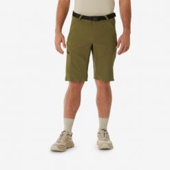 Spodenki turystyczne męskie Quechua MH500. Brązowe szorty męskie QUECHUA, bez wzorów, z elastanu, sportowe. Za 119.99 zł.