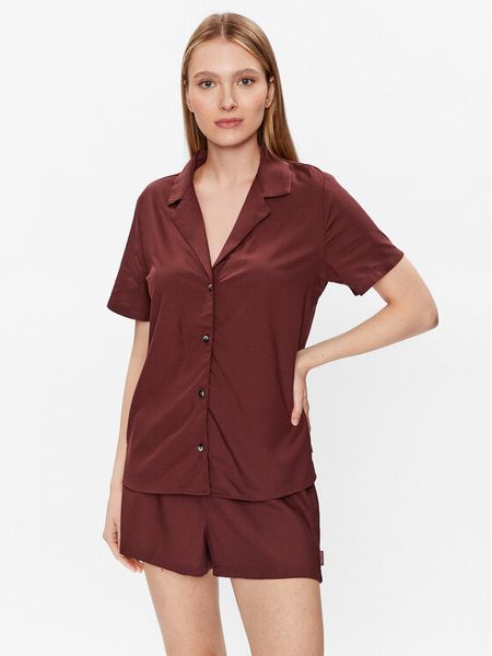 Calvin Klein Underwear Piżama 000QS6967E Brązowy Regular Fit. Brązowe piżamy damskie Calvin Klein Underwear, s, bez wzorów, z wiskozy, bez ramiączek. Za 179.99 zł.