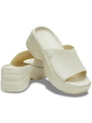 Crocs Klapki "Skyline" w kolorze kremowym rozmiar: 38/39. Brązowe klapki damskie Crocs, bez wzorów, bez obcasa. Za 263.53 zł.