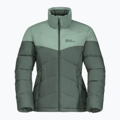 Kurtka puchowa damska Jack Wolfskin Herzberg Down. Zielone kurtki damskie Jack Wolfskin, l, bez wzorów, z puchu, bez kaptura. Za 449.99 zł.
