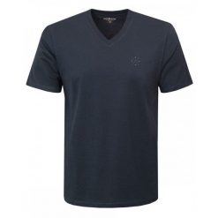 Koszulka Męska (T-Shirt) - Pako Jeans - Granatowa, Dekolt V-Neck (Serek). Niebieskie t-shirty męskie Pako Jeans, l, bez wzorów, z bawełny, bez kołnierzyka. Za 65.00 zł.