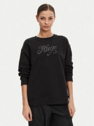 HUGO Bluza 50537246 Czarny Oversize. Czarne bluzy bez kaptura damskie Hugo, xxl, z bawełny. Za 249.99 zł.