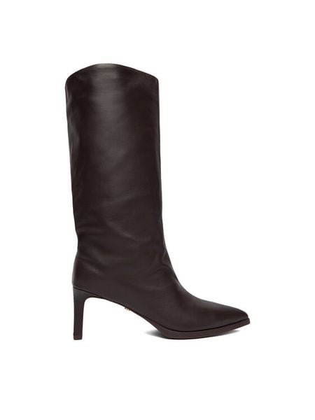 GINO ROSSI Kozaki EO-SLT2636-1203-3R Brązowy. Brązowe kozaki damskie Gino Rossi, ze skóry, bez obcasa, na szpilce. Za 699.99 zł.