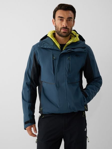 4F Kurtka trekkingowa membrana 10000 męska - granatowa XXL. Niebieskie kurtki męskie 4f, m, bez wzorów, z materiału, klasyczne, bez kaptura. Za 399.99 zł.