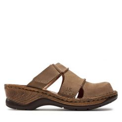 Klapki Josef Seibel. Brązowe klapki damskie Josef Seibel, bez wzorów, bez obcasa. Za 259.99 zł.