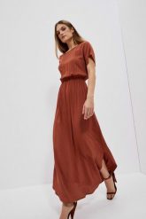 Gładka sukienka maxi. Sukienki damskie MOODO, bez wzorów, z wiskozy, bez kołnierzyka, bez ramiączek, maxi. W wyprzedaży za 69.99 zł.