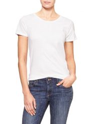 GAP Koszulka w kolorze białym rozmiar: M. Białe bluzki damskie GAP, m, bez wzorów, z bawełny, bez kołnierzyka, bez ramiączek. Za 43.47 zł.