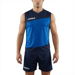 Zestaw piłkarski Romagna 100% poliester niebiesko-błękitny. Niebieskie szorty męskie Legea, bez wzorów, z materiału, sportowe. Za 184.00 zł.