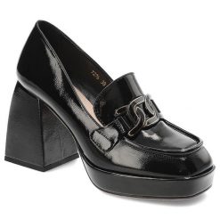 Czarne Półbuty S.Barski Damskie Eleganckie Obuwie. Czarne półbuty damskie S.BARSKI, bez wzorów, ze skóry ekologicznej, biznesowe, bez obcasa, na obcasie. Za 219.00 zł.