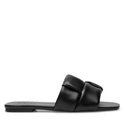 Klapki Badura. Czarne klapki damskie Badura, bez wzorów, bez obcasa. Za 229.99 zł.