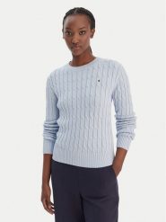 Tommy Hilfiger Sweter WW0WW47644 Błękitny Regular Fit. Niebieskie swetry klasyczne damskie Tommy Hilfiger, xs, z bawełny, bez kołnierzyka. Za 649.99 zł.