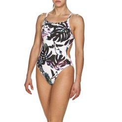 Strój kąpielowy damski jednoczęściowy treningowy basen Arena Tropical. Białe stroje jednoczęściowe damskie Arena, s, bez wzorów. Za 191.98 zł.