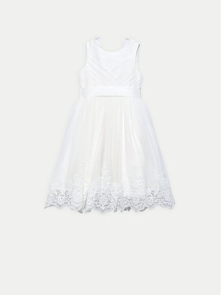 Abel & Lula Sukienka elegancka 5033 Biały Regular Fit. Białe sukienki dziewczęce Abel & Lula, bez wzorów, z syntetyku, eleganckie, bez ramiączek. Za 409.99 zł.