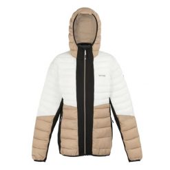 Damska kurtka z kapturem Regatta Leedre Hybrid. Białe kurtki damskie Regatta, bez wzorów, z puchu, z kapturem. Za 352.50 zł.