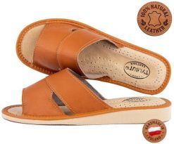 Kapcie kempingowe damskie Tylbut TYL0113 ze skóry naturalnej domowe. Brązowe kapcie damskie OEM, z materiału. Za 64.00 zł.