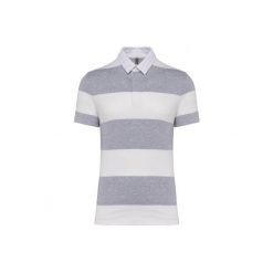 Koszulka polo w paski Kariban. Szare bluzki damskie KARIBAN, bez wzorów, bez kołnierzyka, bez ramiączek. Za 174.50 zł.