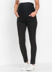 Jegginsy ciążowe ze stretchem, Skinny. Czarne legginsy damskie bonprix, bez wzorów, z jeansu. Za 129.99 zł.