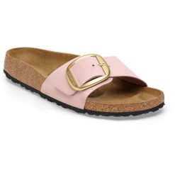 Sandały BIRKENSTOCK Madrid Big Buckle Nubukowa skóra. Brązowe sandały damskie Birkenstock, bez wzorów, z nubiku, bez obcasa. Za 570.75 zł.