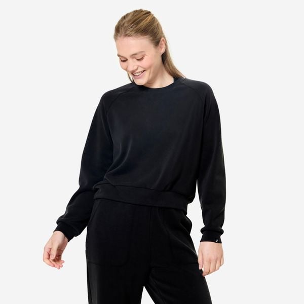 Bluza do jogi damska Domyos. Czarne bluzy z kapturem damskie DOMYOS, l, z materiału. Za 89.99 zł.
