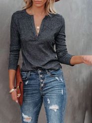 Milan Kiss Koszulka w kolorze antracytowym rozmiar: XL. Czarne bluzki damskie Milan Kiss, xl, bez wzorów, bez kołnierzyka, bez ramiączek. Za 135.17 zł.