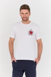 AERONAUTICA MILITARE Biały t-shirt M.C. Białe t-shirty męskie AERONAUTICA MILITARE, l, bez wzorów, bez kołnierzyka. W wyprzedaży za 179.99 zł.