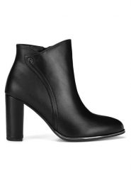 MEXX Botki MX/007C-WYL Czarny. Czarne botki damskie Mexx, ze skóry, bez obcasa, na słupku, bez zapięcia. Za 369.99 zł.