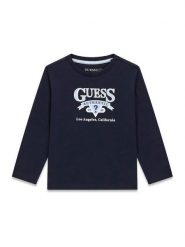 Guess Kids T-Shirt 183749 Niebieski Classic Fit. Niebieskie t-shirty chłopięce Guess, z aplikacjami, z bawełny, bez ramiączek. Za 84.99 zł.