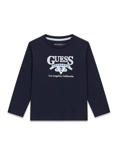 Guess Kids T-Shirt 183749 Niebieski Classic Fit. Niebieskie t-shirty chłopięce Guess, z aplikacjami, z bawełny, bez ramiączek. Za 84.99 zł.