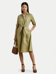 LAUREN RALPH LAUREN Sukienka koszulowa 200905667015 Zielony Regular Fit. Zielone sukienki damskie Lauren Ralph Lauren, bez wzorów, ze lnu, bez kołnierzyka, bez ramiączek, koszulowe. Za 1,069.00 zł.
