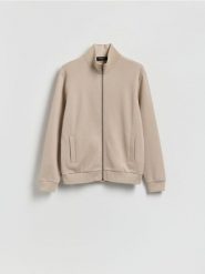 Bluza ze stójką - beżowy. Brązowe bluzy bez kaptura męskie Reserved, l, z bawełny. Za 129.99 zł.