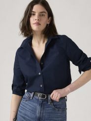 Levi's Koszula w kolorze granatowym rozmiar: XS. Niebieskie koszule damskie Levi's, s, bez wzorów, z bawełny, bez kołnierzyka, bez ramiączek. Za 169.95 zł.