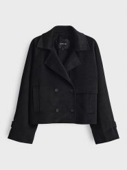 OPUS Kurtka przejściowa w kolorze czarnym rozmiar: 38. Czarne kurtki damskie Opus, bez wzorów, z wełny, bez kaptura. Za 274.99 zł.