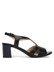 Caprice Sandały 9-28308-46 Czarny. Czarne sandały damskie Caprice, bez wzorów, ze skóry, bez obcasa, na słupku. Za 228.99 zł.