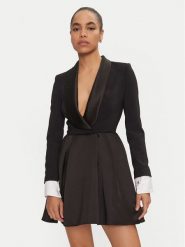 Elisabetta Franchi Sukienka koktajlowa AB-710-47E2-V560 Czarny Regular Fit. Czarne sukienki damskie Elisabetta Franchi, bez wzorów, z syntetyku, wizytowe, bez kołnierzyka, bez ramiączek. Za 2,119.00 zł.