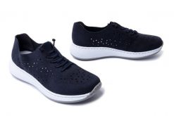 RIEKER N5556-14 blue, półbuty damskie. Niebieskie półbuty damskie Rieker, bez wzorów, bez obcasa. Za 209.93 zł.