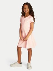 Tommy Hilfiger Sukienka codzienna Essential KG0KG08487 D Różowy Regular Fit. Czerwone sukienki dziewczęce Tommy Hilfiger, bez wzorów, z bawełny, bez ramiączek. Za 209.99 zł.