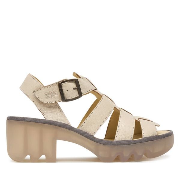 Sandały Fly London. Białe sandały damskie Fly London, bez wzorów, bez obcasa, na słupku. Za 589.99 zł.