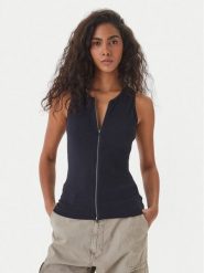 G-Star Raw Top D28735-D107 Granatowy Slim Fit. Niebieskie topy damskie G-Star Raw, s, bez wzorów, z bawełny, bez kołnierzyka. Za 179.99 zł.