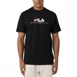 T-shirt męski do treningu Fila Valsera Regular Logo czarny. Czarne t-shirty męskie Fila, m, bez wzorów, bez kołnierzyka. Za 129.00 zł.