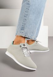 Szaro-Niebieskie Sneakersy Półbuty Ozdobione Wstążką Filarissa. Szare półbuty damskie Born2be, z aplikacjami, z jeansu, bez obcasa. Za 39.99 zł.
