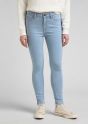 LEE SCARLETT HIGH ZIP DAMSKIE SPODNIE JEANSOWE LIGHT RUBY L31BTVZB 112145019. Czerwone spodnie materiałowe damskie Lee, bez wzorów, z jeansu. Za 209.99 zł.