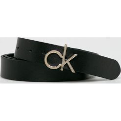 Calvin Klein - Pasek. Czarne paski damskie CALVIN KLEIN, bez wzorów, ze skóry. Za 219.90 zł.
