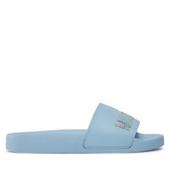 Klapki LOVE MOSCHINO. Niebieskie klapki damskie Love Moschino, bez wzorów, bez obcasa. Za 449.99 zł.