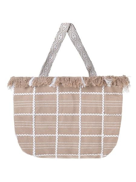 BLE Shopper bag w kolorze beżowym - 47 x 32 x 10 cm rozmiar: onesize. Brązowe shopper bag damskie BLE, bez wzorów, z materiału, na ramię, bez dodatków. Za 90.95 zł.