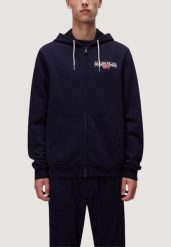 Bluza Mężczyzna NAPAPIJRI B-AYLMER FZH WINT. Niebieskie bluzy sportowe męskie Napapijri, na zimę, bez wzorów, z bawełny, sportowe, bez kołnierzyka, bez ramiączek. Za 607.90 zł.