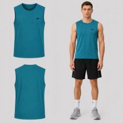 KOSZULKA MĘSKA 4F T-SHIRT BEZ RĘKAWÓW NA RAMIĄCZKA XXL M226 SS26. Zielone t-shirty sportowe męskie 4f, m, z bawełny, bez ramiączek, na fitness i siłownię. Za 34.06 zł.