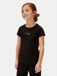 Calvin Klein Jeans T-Shirt Signature IG0IG03061 Czarny Regular Fit. Czarne koszulki dziewczęce Calvin Klein Jeans, bez wzorów, z bawełny, bez ramiączek. Za 99.99 zł.