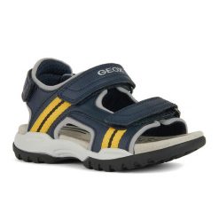 Sandały juniorskie Geox Borealis. Niebieskie obuwie trekkingowe damskie Geox, bez wzorów, z syntetyku, bez obcasa. Za 219.99 zł.