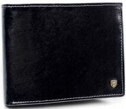Portfel męski skórzany Rovicky N01-RVT BLACK czarny. Czarne portfele męskie ROVICKY, bez wzorów. Za 79.99 zł.