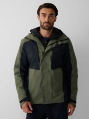 4F Kurtka trekkingowa membrana 10000 męska - khaki L. Brązowe kurtki męskie 4f, l, bez wzorów, z materiału, klasyczne, bez kaptura. Za 399.99 zł.